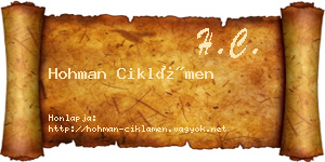 Hohman Ciklámen névjegykártya